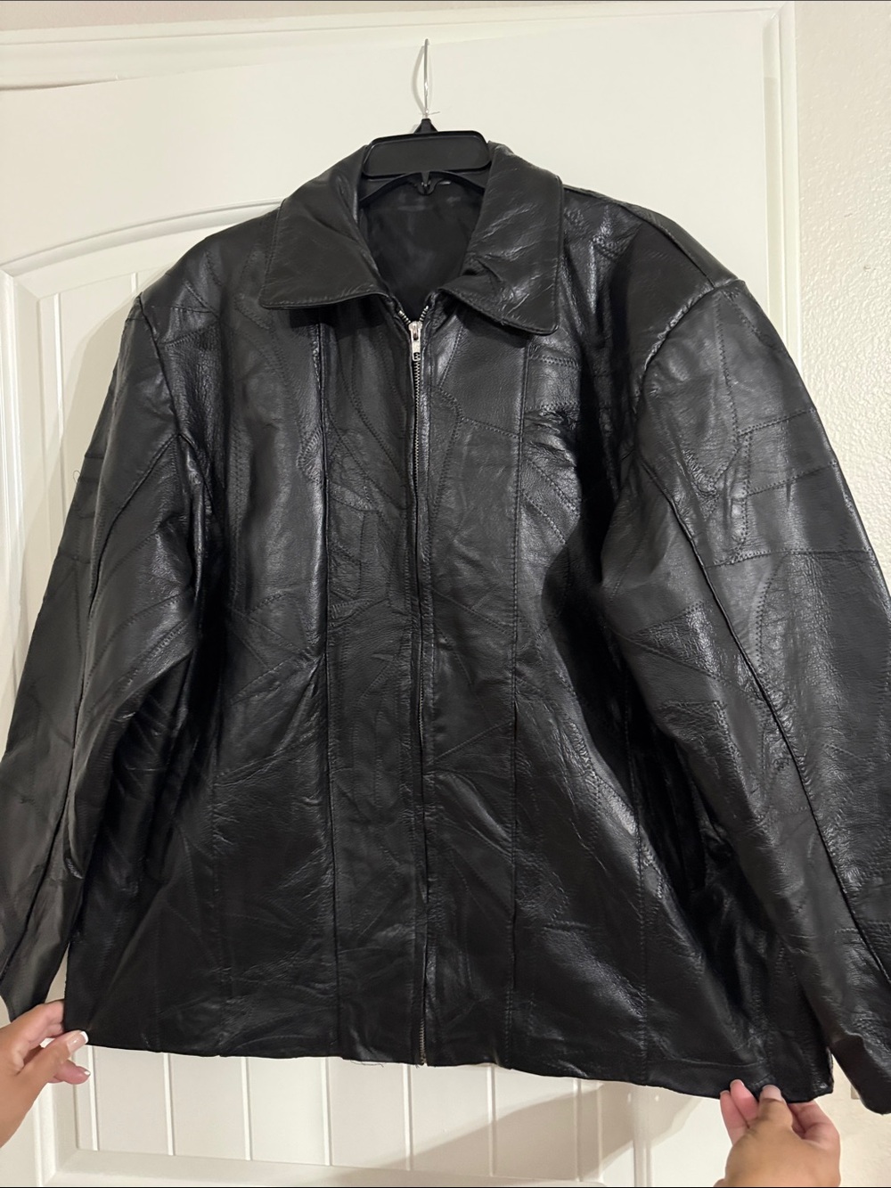 Women's Black Leather Zip Shirt Jacket